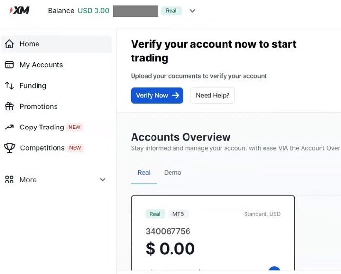 Khu vực khách hàng của XM