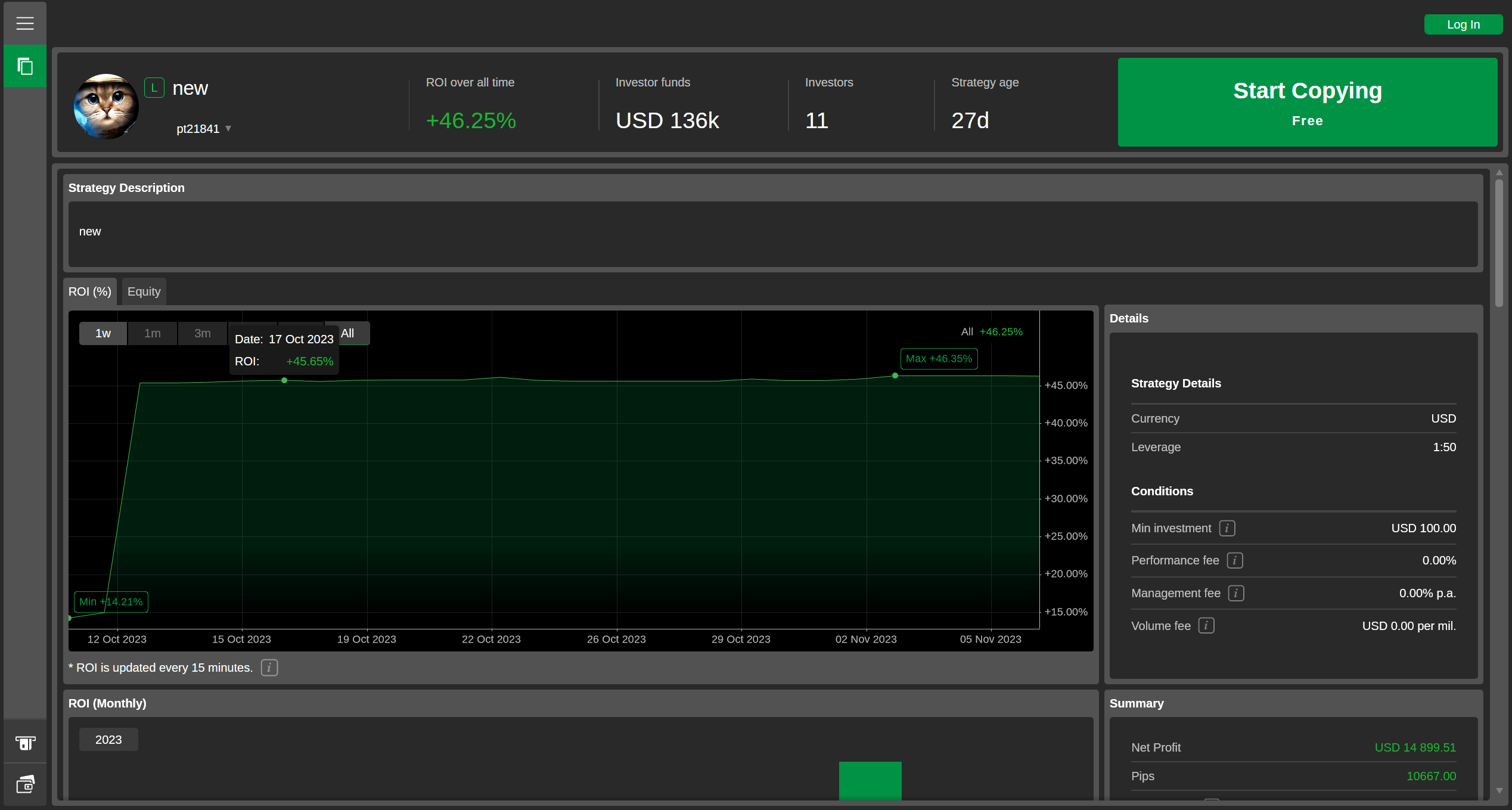 Widget Strategi Tunggal cTrader 5.0