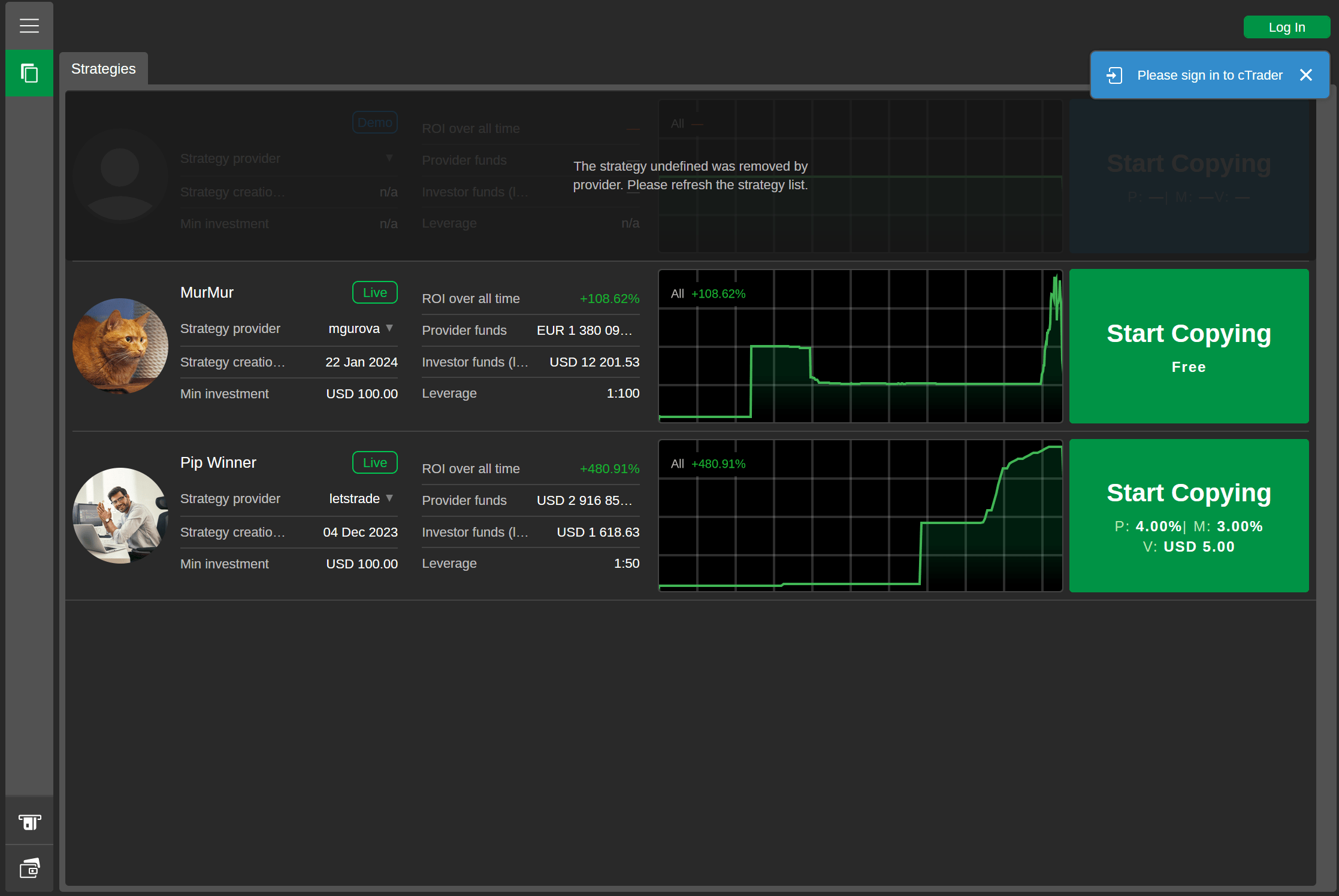 Widget Beberapa Strategi cTrader 5.0